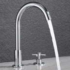 Goose Neck Bathroom Basin Faucet 2 Handles Hot and Cold Water Basin Faucet with Drain
