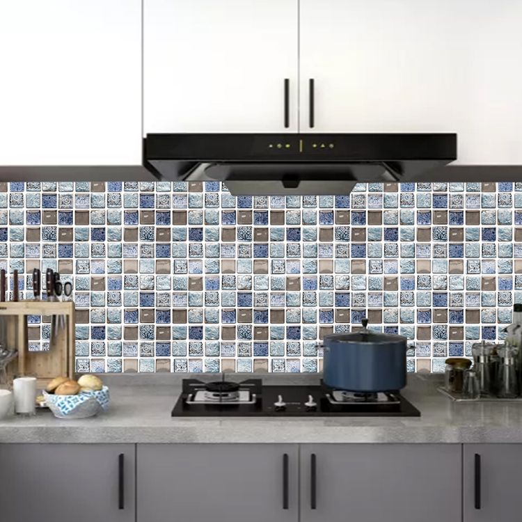 Plastic Peel & Stick Mosaic Tiles Mosaic Wallpaper with Square Shape