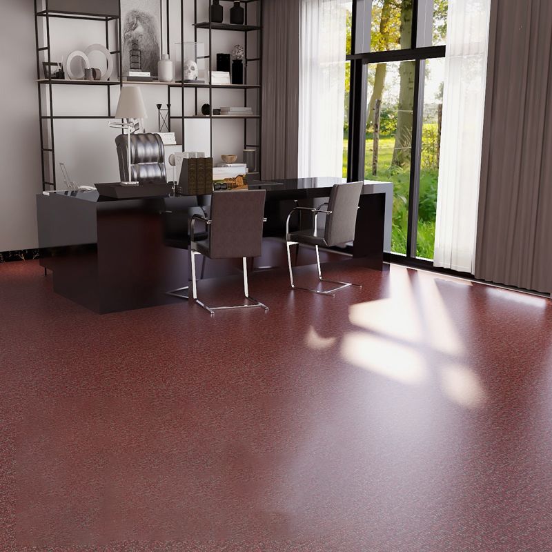 Scratch-resistant plastic floor tiles with straight edge for peeling and sticking