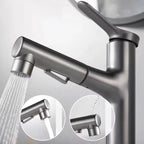 Modern Style Extendable Vessel Faucet Single Handle Low Arc Copper Vessel Faucet