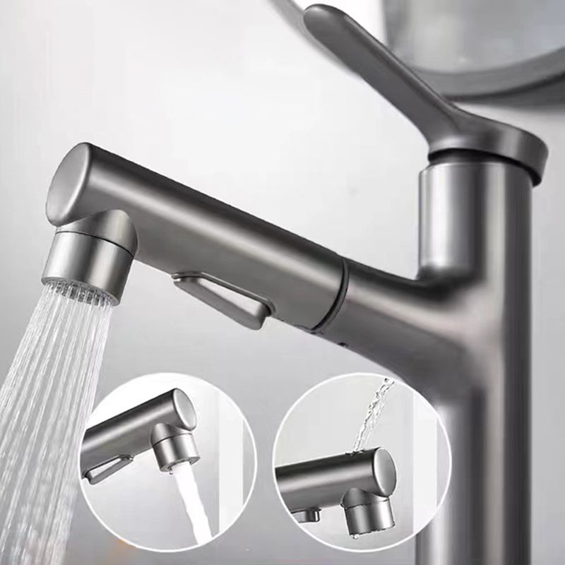 Modern Style Extendable Vessel Faucet Single Handle Low Arc Copper Vessel Faucet