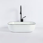 Contemporary sink with pop-up drain porcelain rectangular basin