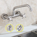 Round 2-Handle Bathroom Faucet Single Hole Wall Mounted Bathroom Faucet