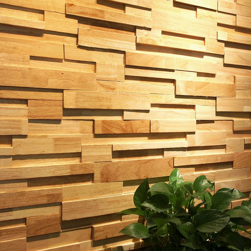Mosaic Wood Wall Cladding Glue Living Room Modern Style Wood Plank