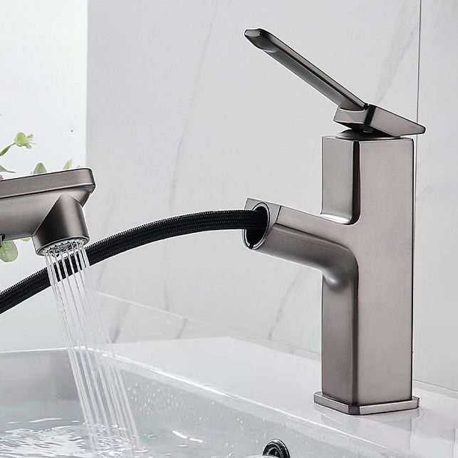 Modern Brass Water Faucet Center Mount Bathroom Faucet with Water Hose