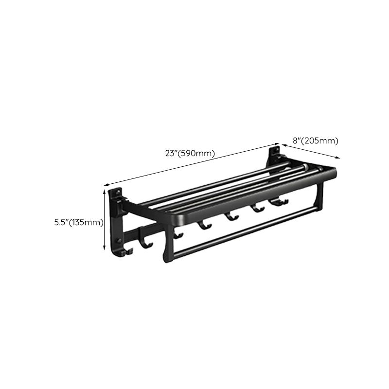 Classic Bathroom Accessories Set in Aluminum Black Finish Bathrobe Hook/ Towel Bar