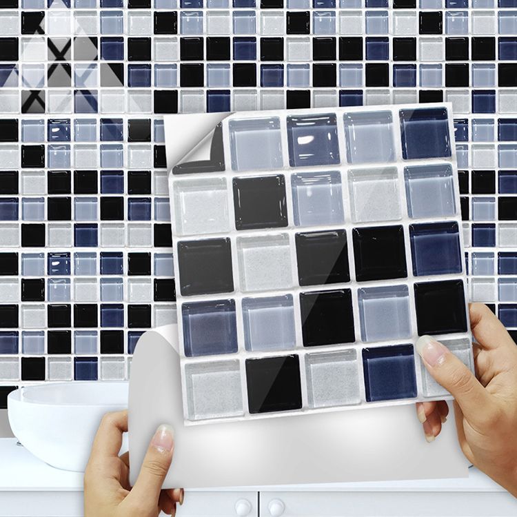 Square Peel and Stick Tile Grid Mosaic Tiles Interior Wallpaper