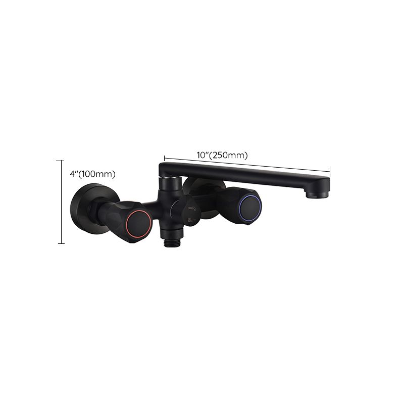Modern Bathtub Faucet Trim Black Wall Mounted Swivel Spout with Hand Shower