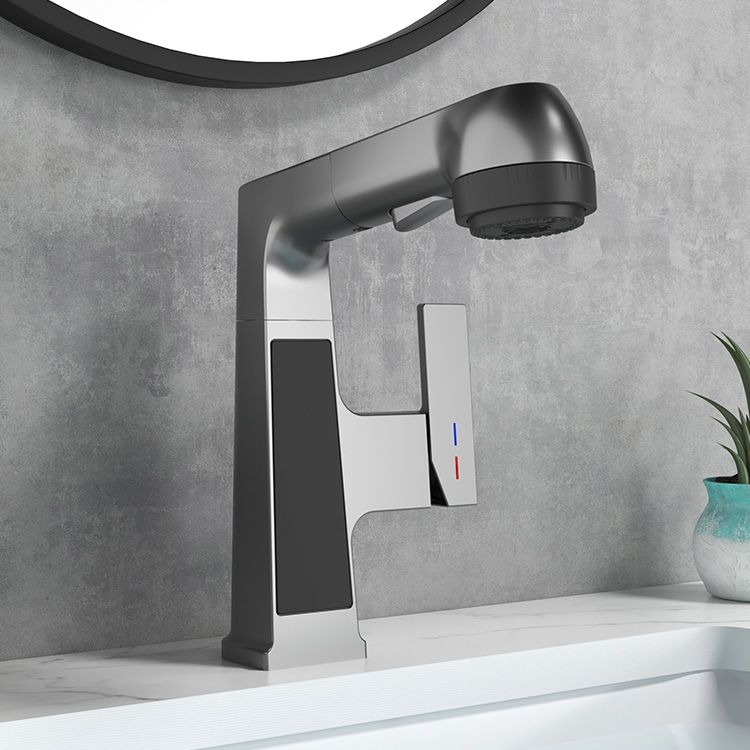 Modern Sink Faucet Pull-Down Lever Handle Brass Faucet Bathroom