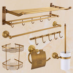 4-piece traditional bathroom accessory set Gold Brass bathroom accessory hardware set