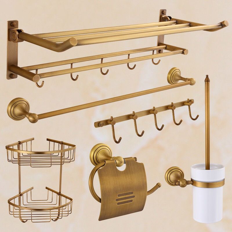 4-piece traditional bathroom accessory set Gold Brass bathroom accessory hardware set