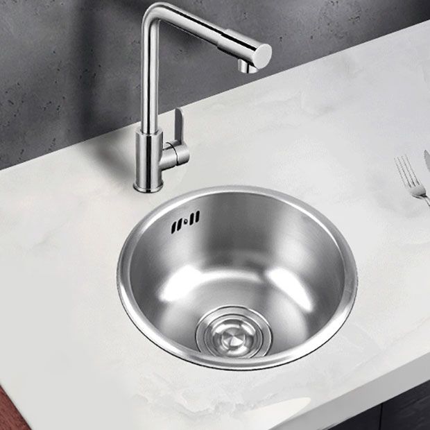 Round Stainless Steel Kitchen Sink with Drain Assembly Built-in Sink