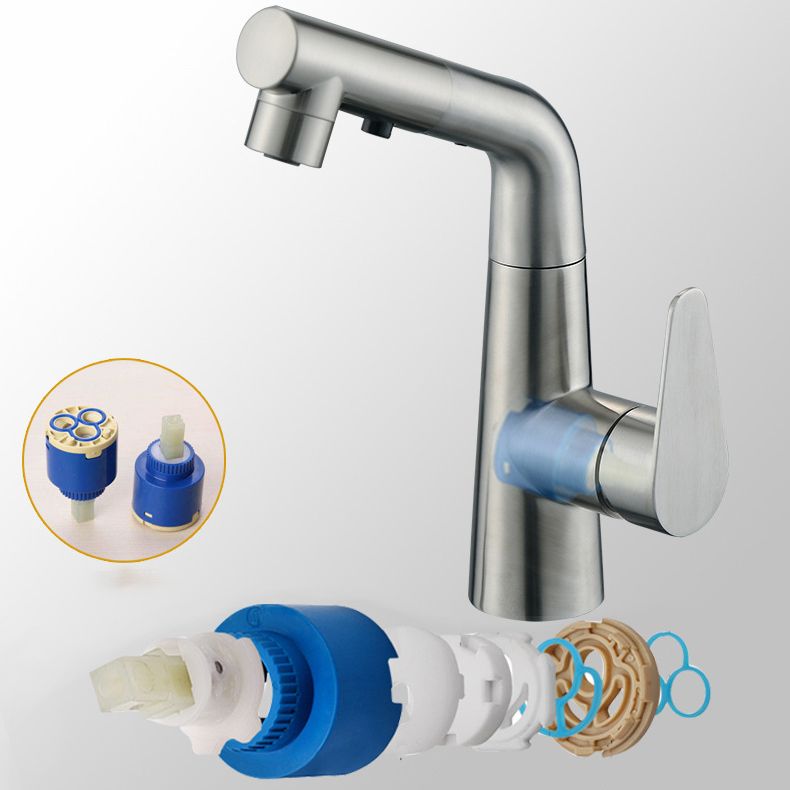 Contemporary Vessel Faucet Pull-Out Faucet with Single Lever Handle