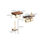 6-piece walnut bathroom accessory set metal gold bath hardware set