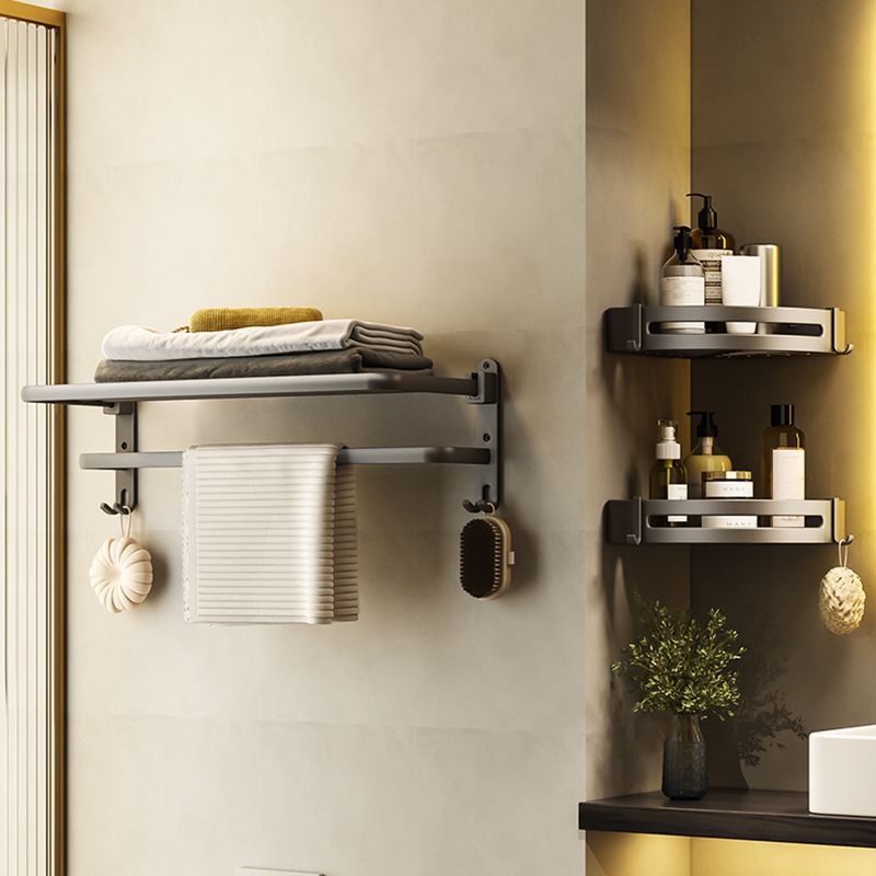 Contemporary Bathroom Accessory Set Gray Aluminum Bathroom Shelf/Towel Rack/Bathtub Hook