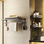 Contemporary Bathroom Accessory Set Gray Aluminum Bathroom Shelf/Towel Rack/Bathtub Hook