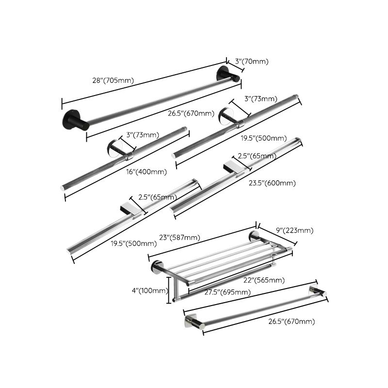 Modern Bathroom Accessories As a Single Piece or as a Set made of Plastic and Metal
