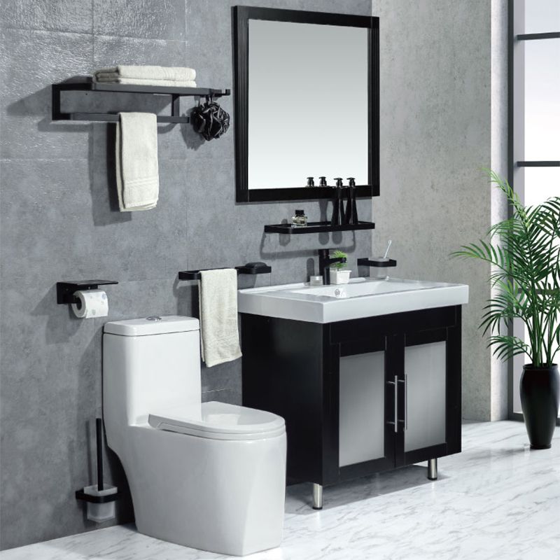 Modern Classic Bathroom Accessories Set in Stainless Steel Matte Black Bathrobe Hook/Towel Ring Bar