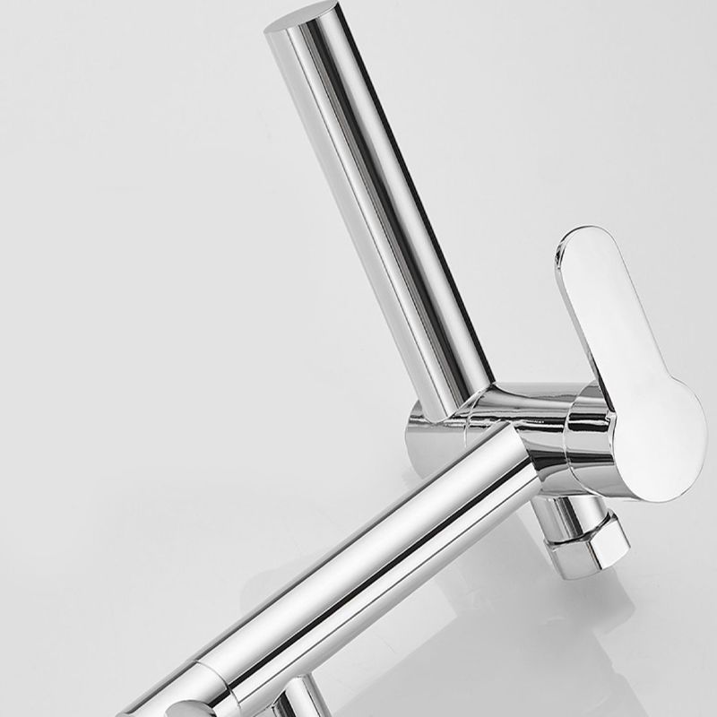 Wall-mounted metal swivel bathtub filler with single lever handle
