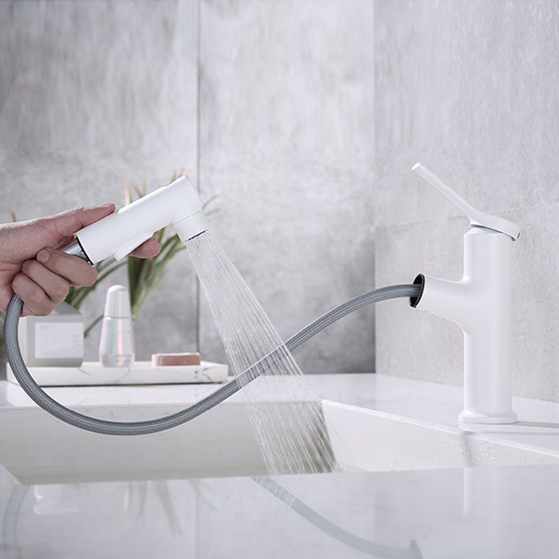 Contemporary Single Handle Faucet Retractable Sink Faucet with Lever Handle