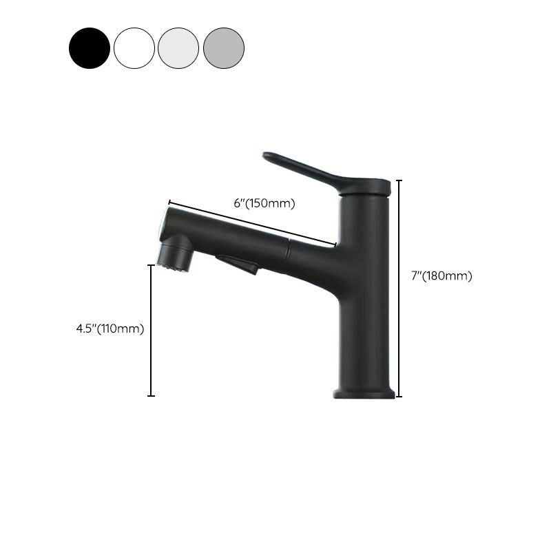 Pull-out simple bathroom sink tap 1 hole single lever faucet