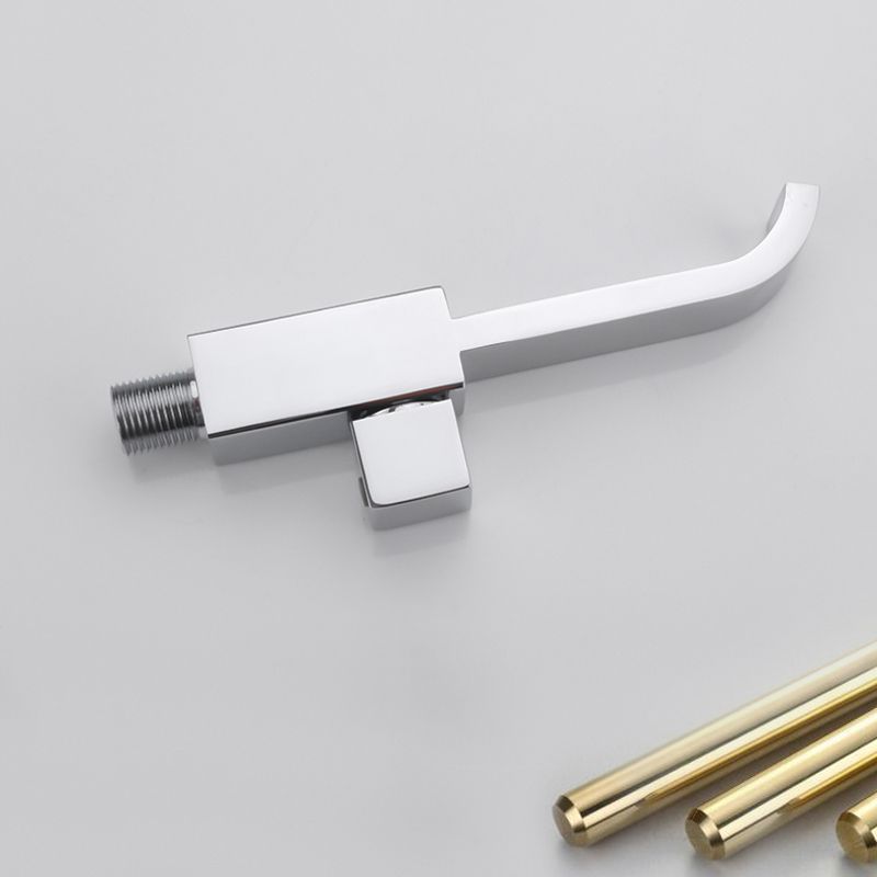 Contemporary Wall Mounted Bathroom Faucet Handle Knob Solid Brass Square Faucet