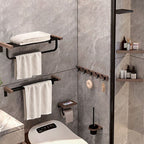 7-piece bathroom accessory set metal bath set with wood accents