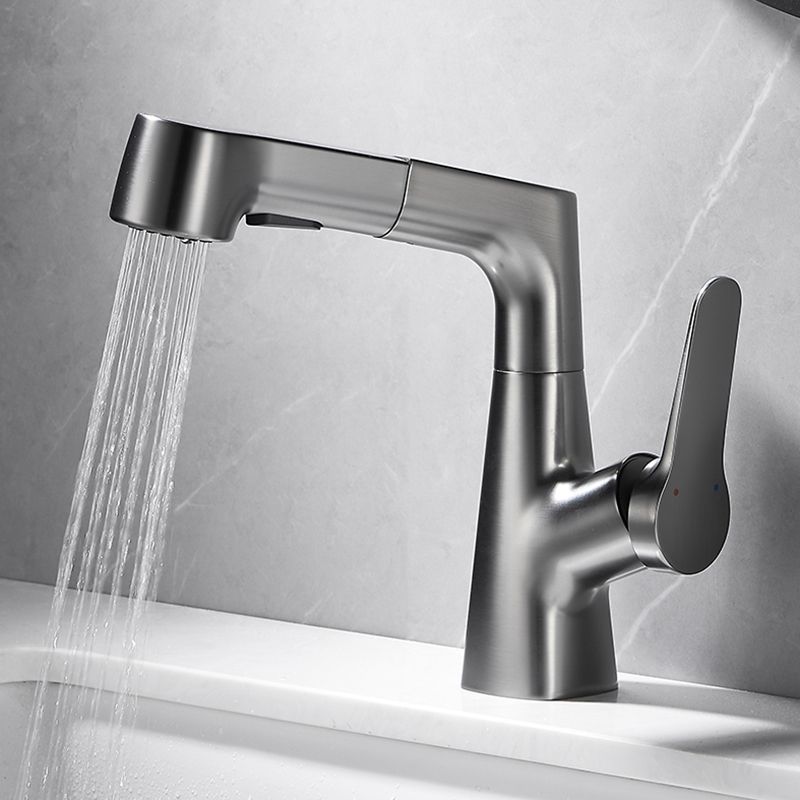 Bathroom vessel faucet high arc three-way spout single-handle faucet with pull-out sprayer