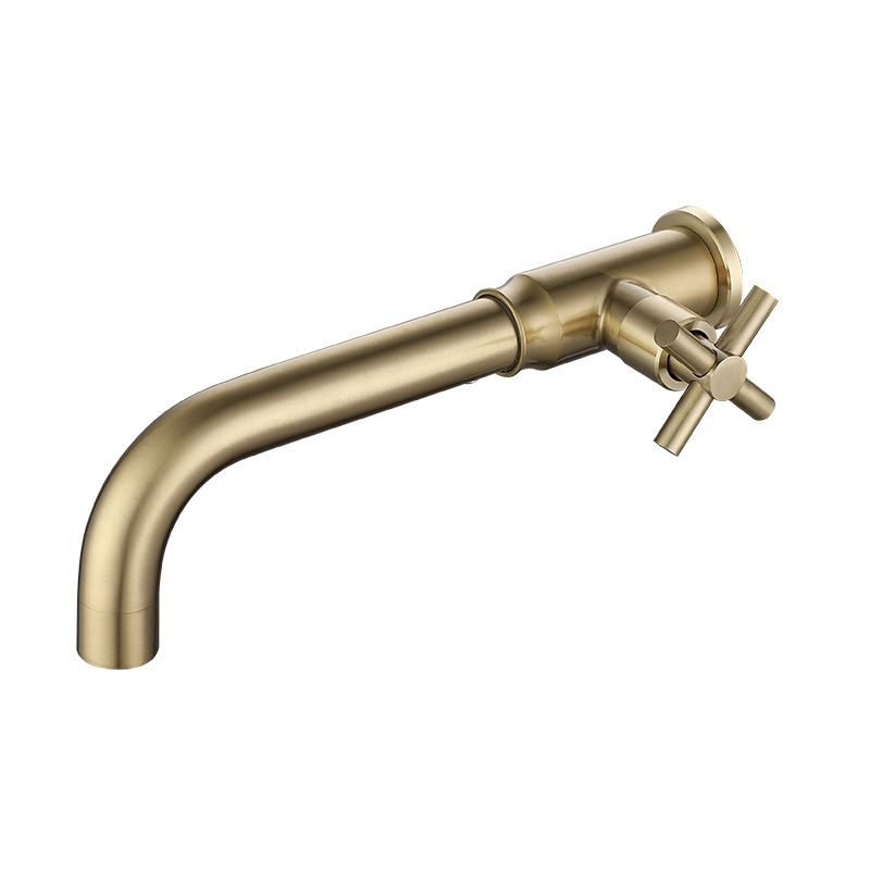Contemporary Vessel Water Faucet Stainless Steel Cross Handles Wall Mounted Bathroom Faucet