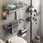 Gray bathroom accessories as a single piece or as a set with towel holder/bathroom shelf/robe hooks