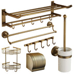 Worn Brass Traditional Bathroom Set with Bath Shelf/Paper Holder & Towel Bar