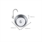 Round Single Bowl Kitchen Sink Stainless Steel Sink with Drain Strainer Set