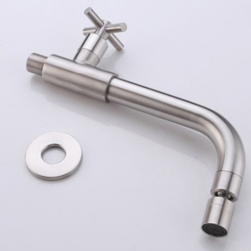 Contemporary Wall-Mounted Bathroom Faucet Cross Handles Stainless Steel Faucet