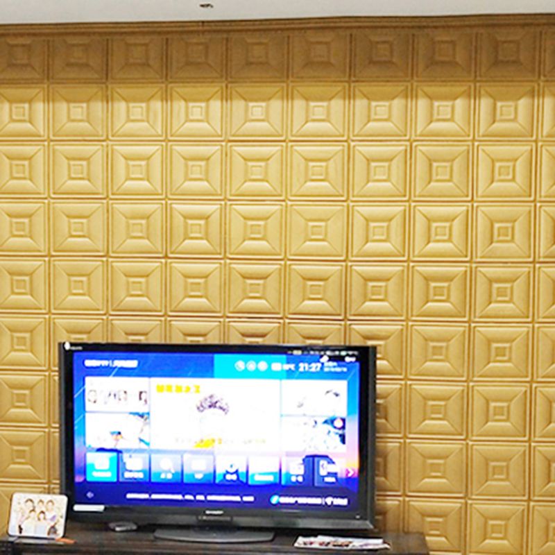 Glam peel and stick wall covering made of foam with 3D embossed panel