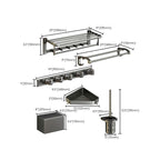 Modernism Aluminum Bathroom Accessories Set Gray Metal Bathroom Set with Towel Holder/Bath Shelf