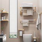 White Metal and Solid Wood Bathroom Accessories Hardware Set