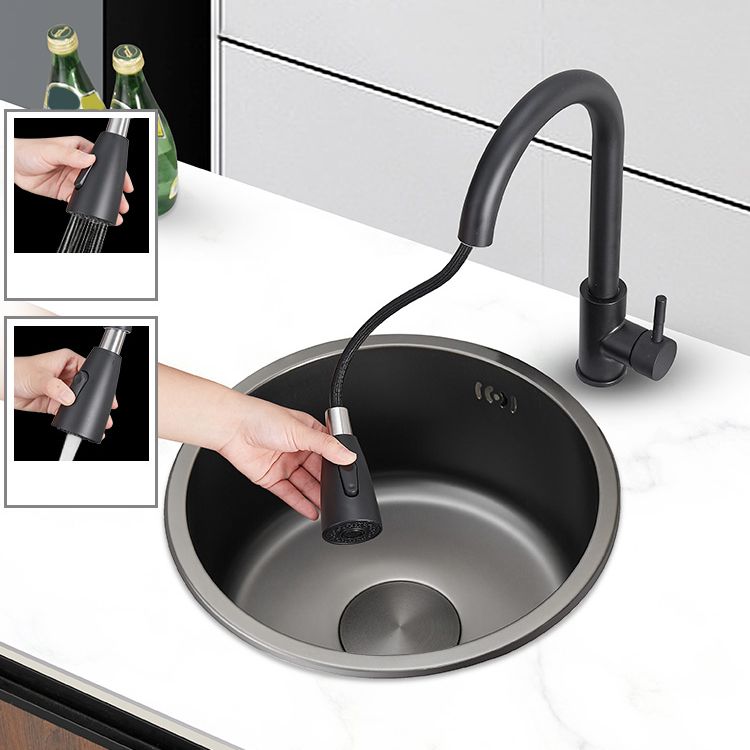 Kitchen Sink Round Single Bowl Color and Scratch Resistant Under-mounted Stainless Steel Kitchen Sink