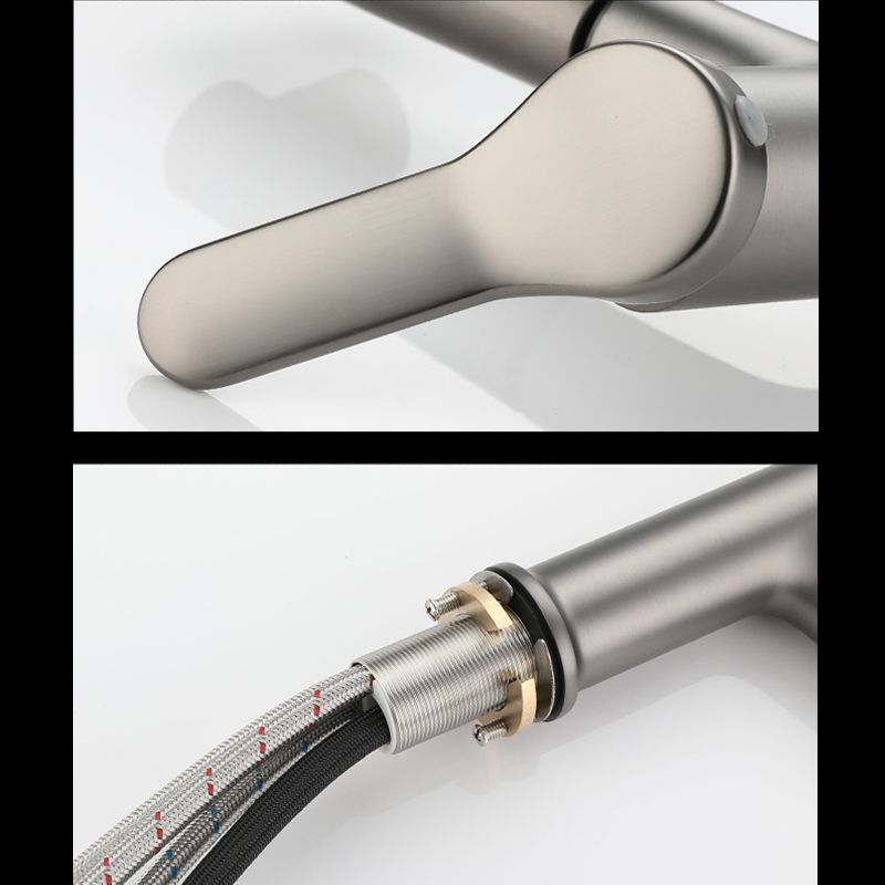 Extendable Bathroom Faucet Brass Modern Faucet with Water Hose