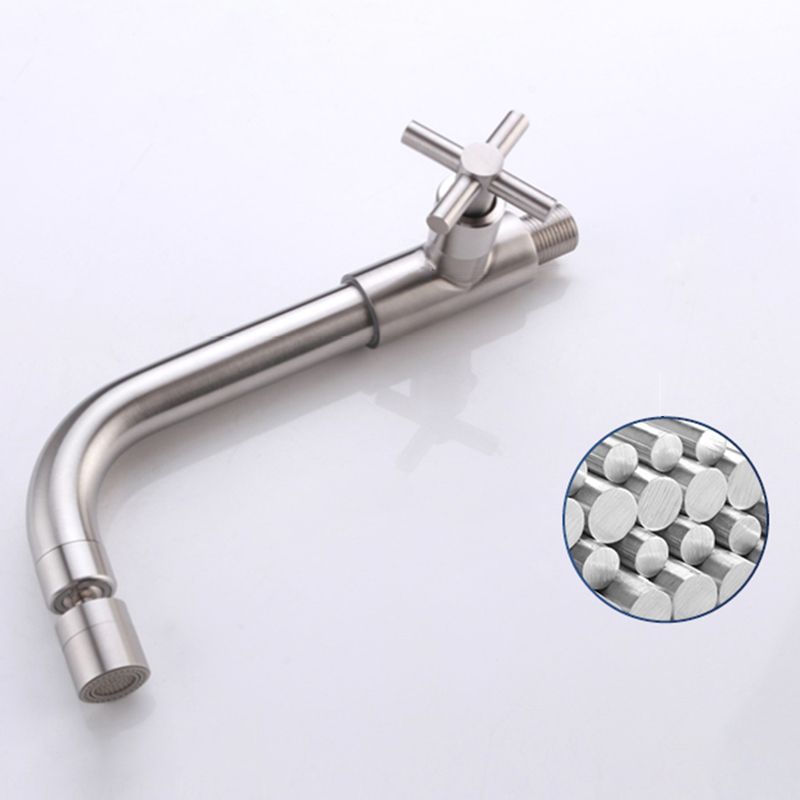 Contemporary Wall-Mounted Bathroom Faucet Cross Handles Stainless Steel Faucet
