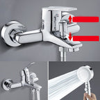 Contemporary Wall-Mounted Bathroom Faucet Lever Handles 2-Hole Faucet Brass Faucet