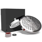 Round Pressure Regulated Rain Shower Head Wall Mount Adjustable Shower Head