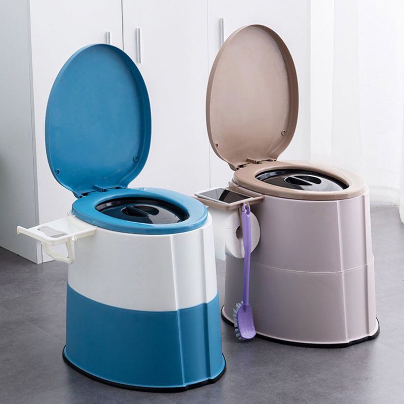 Contemporary plastic floor-mounted toilet bowl with toilet seat for the bathroom