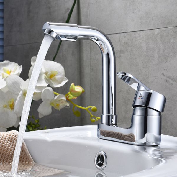 Chrome Round Washbasin Faucet with Swivel Spout for the Bathroom