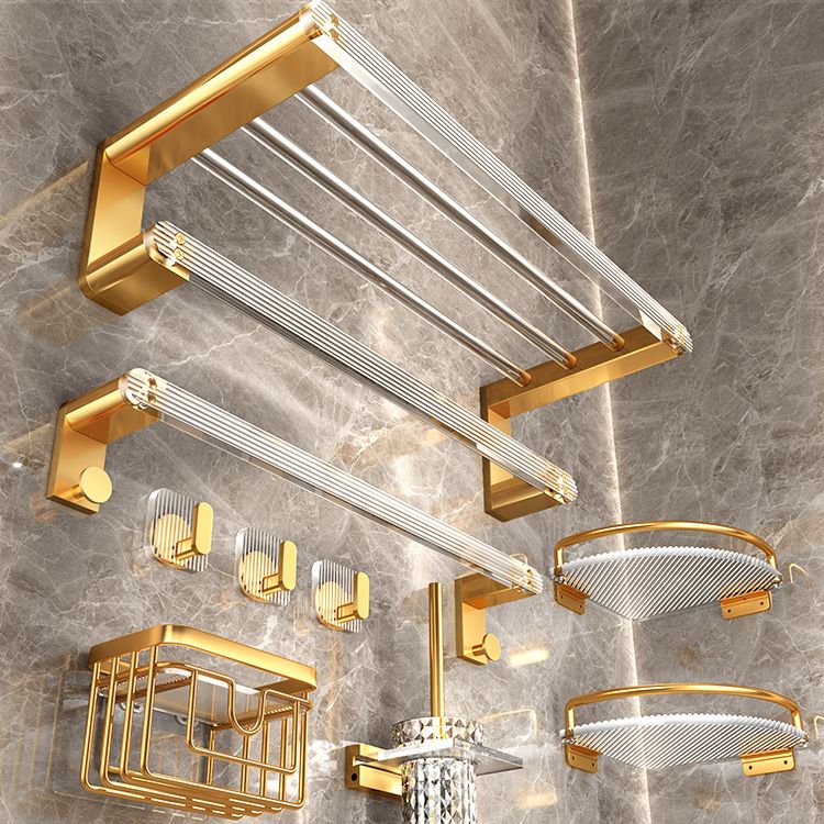 Modern Golden Bathroom Accessories Single Piece or in Set with Bathroom Shelf