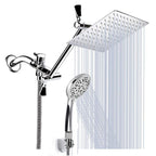 Modern Style Dual Shower Head 9-Spray Silver Wall Mount Shower Head