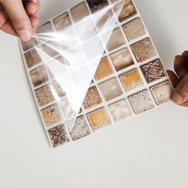 Plastic Peel & Stick Mosaic Tiles Mosaic Wallpaper with Square Shape