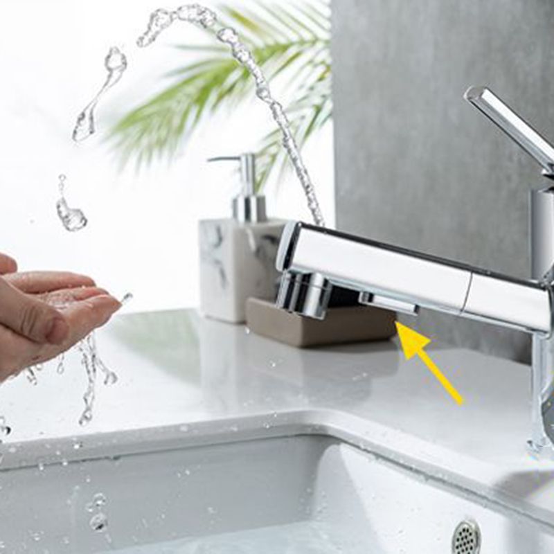 Contemporary Vessel Sink Faucet Copper Single Handle Low Arc Pull Down Vessel Faucet