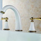 Copper Deck-Mounted Roman Bathtub Faucet Low Arc Roman Bathtub Faucet Set