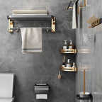 Modernism Bathroom Accessories Hardware Set Black & Gold Bathroom Shelf/Towel Bar