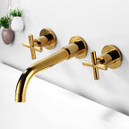 3 holes faucet 2 cross handle wall-mounted faucet for the bathroom